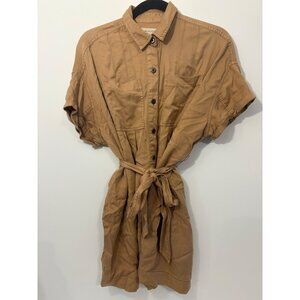 UO Button-Down Women’s S-P‎ Tan Utility Dress W Belt Urban Outfitters